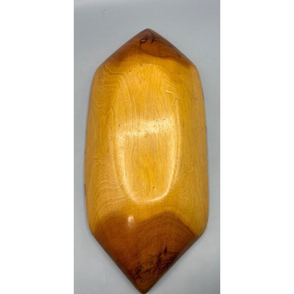 Handmade Wooden Decorative Bowl With Leaf Inlay Design Oval - Picture 6 of 8